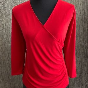 Liz Claiborne 3/4 sleeve, faux wrap top